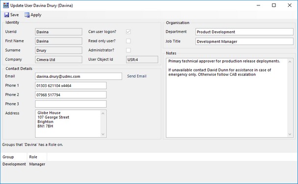 User Details - Editing