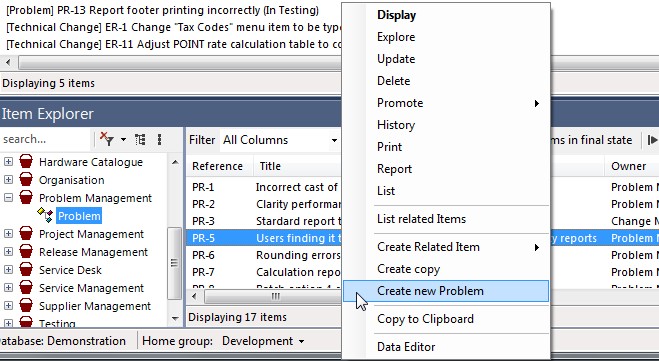 Item Explorer - right-click - create new item