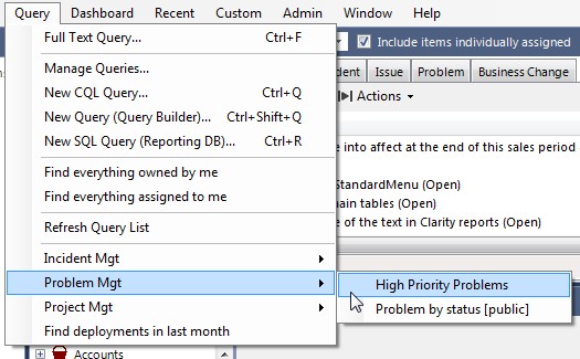 Query menu