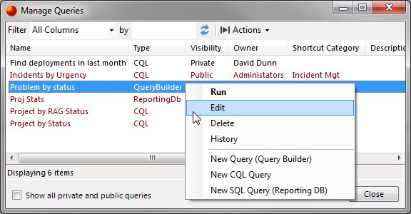 Manage Queries