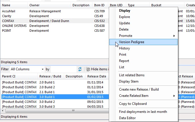 Selecting Version Pedigree
