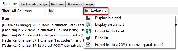 Item List - Actions